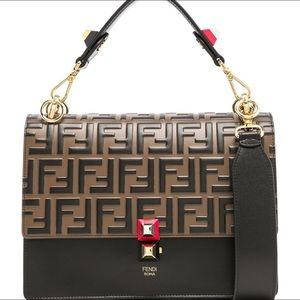 NWT Fendi KAN I FF Medium black brown shoulder bag
